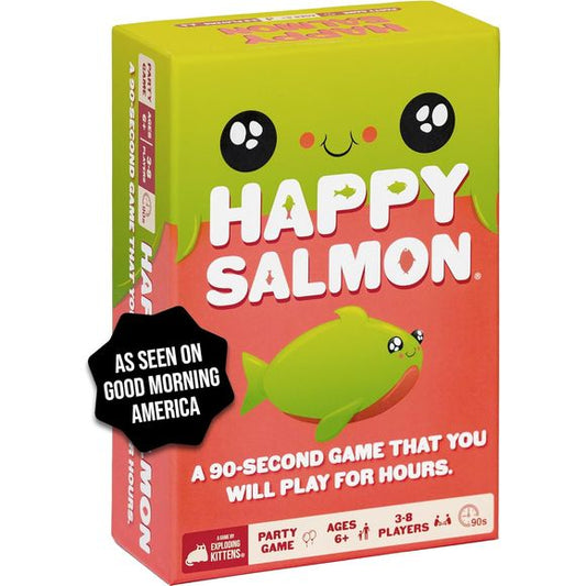 Happy Salmon will be the center of attention whenever and wherever it's played. Three to eight players try to move faster and shout louder in this 90 second free-for-all party battle. The game is an endorphin factory built to make you laugh, sweat and celebrate faster than any game you've ever tried.