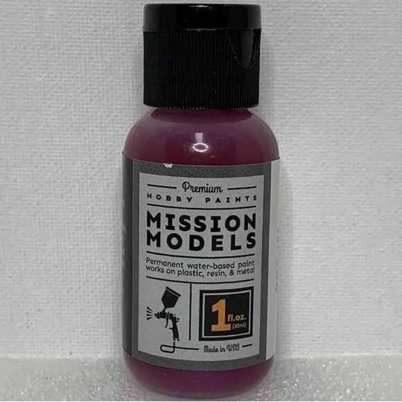 Water based acrylic.  Use 20%-30% MMP thinner to 1 part paint. (2-3 drops thinner to 10 drops of paint thinner). Mission Models paint thinner is very powerful and only the smallest amount of thinner is needed. In the mixing cup your reduced paint will appear thicker than what you may be used to: this is normal. MMP paint will dry smooth, thin and level. It will not hide the finest of details. Mixed properly you will find a beautiful opaque finish which requires minimal coats.

TIP: add one or two drops of M