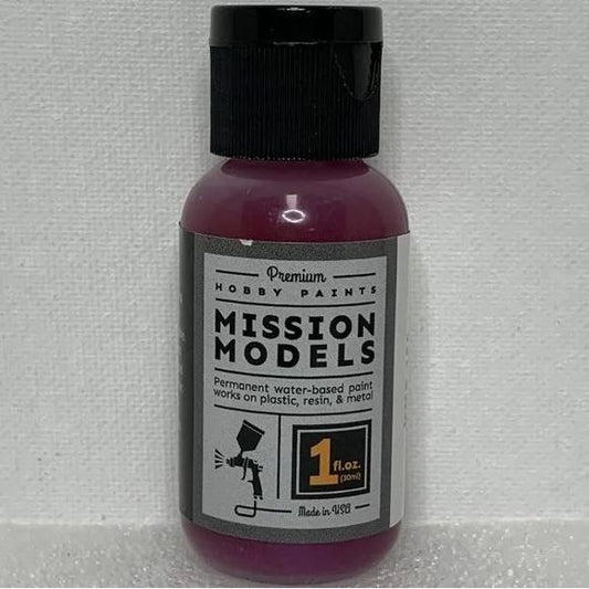 Water based acrylic.  Use 20%-30% MMP thinner to 1 part paint. (2-3 drops thinner to 10 drops of paint thinner). Mission Models paint thinner is very powerful and only the smallest amount of thinner is needed. In the mixing cup your reduced paint will appear thicker than what you may be used to: this is normal. MMP paint will dry smooth, thin and level. It will not hide the finest of details. Mixed properly you will find a beautiful opaque finish which requires minimal coats.

TIP: add one or two drops of M