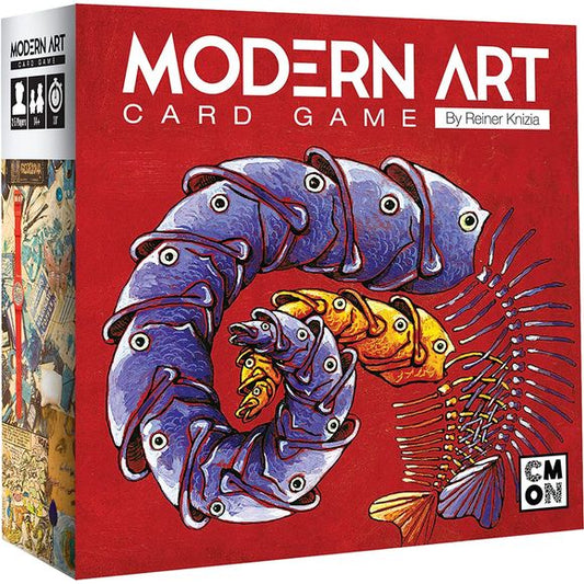 Art collectors are competing to gather the most prized art pieces. Who will best anticipate the changing tastes and trends, influence the market, and assemble the highest-valued art collection? Only the most cunning collector will come out on top! Modern Art: The Card Game is a competitive game where 2-5 players take on the role of art collectors attempting to assemble the most highly prized art collection. Each round, players strategically choose Artwork cards from five artists to place in their Display an