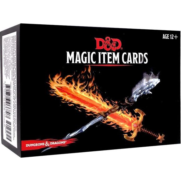 Contains 292 durable, laminated cards for a hoard of magical weapons, armor, and other wondrous items. With game statistics on one side and evocative art on the other they are the perfect tool to help Dungeon Masters equip their villains or dole out rewards to their players` heroes.