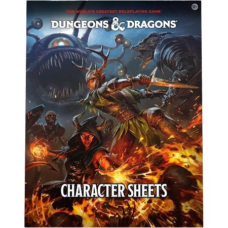 Inside the pockets of this lavishly illustrated folder are 50 double-sided character sheets for use in any fifth edition Dungeons & Dragons adventure. Each character sheet provides plenty of room to keep track of everything that makes your D&D character unique