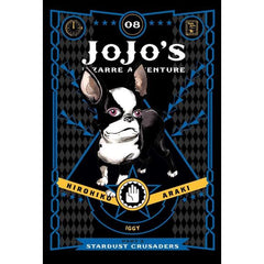 The legendary Shonen Jump series is now available in deluxe editions featuring color pages and newly drawn cover art! JoJo’s Bizarre Adventure is a groundbreaking manga famous for its outlandish characters, wild humor and frenetic battles.

As if fighting a small army of new foes isn’t hard enough, now some old familiar faces are coming back to haunt our heroes. Making matters worse, they’ve teamed up to get revenge! Then the story really gets wild when Iggy the dog Stand user faces a bird with Stand powers