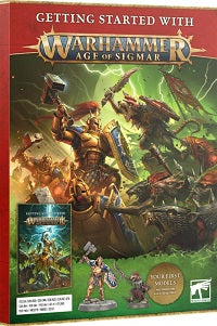 Contains an 88 page magazine that teaches you all the basics of Warhammer Age of Sigmar
Includes the following multipart plastic miniatures:
- 1x Stormcast Eternals Liberator on a scenic base
- 1x Skaven Clanrat on a scenic base

These push-fit miniatures are designed to be pushed off their frames without using clippers, can be assembled without glue, and are supplied unpainted – we recommend using Citadel Colour paints.