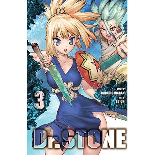 Upon arriving at a primitive village, science fanatic Senku schemes to recruit the villagers to help him bring about a new civilization based on science! His first target is a young, inquisitive villager named Chrome, whom Senku wins over by defeating him in a battle of wits. Their first big task? To find a cure for Kohaku's older sister and the village shamaness—Ruri!