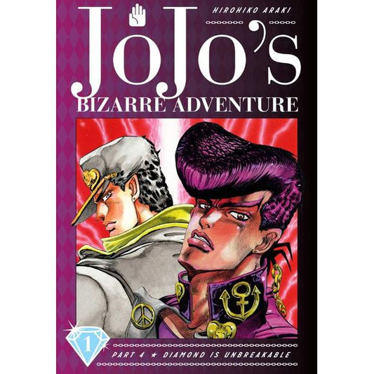 A multigenerational tale of the heroic Joestar family and their never-ending battle against evil!

The legendary Shonen Jump series is now available in deluxe hardcover editions featuring color pages! JoJo’s Bizarre Adventure is a groundbreaking manga famous for its outlandish characters, wild humor and frenetic battles.

In April 1999, Jotaro Kujo travels to a town in Japan called Morioh to find a young man named Josuke Higashikata, the secret love child of his grandfather, Joseph Joestar. Upon finding him