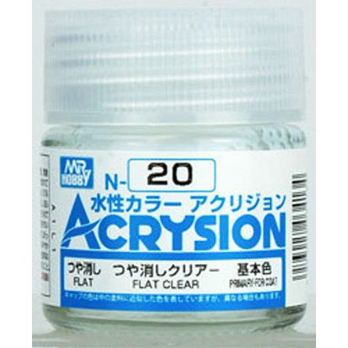 GSI Creos MR. Hobby Aqueous Acrysion N20 Flat Clear 10mL Acrylic Model Paint | Galactic Toys & Collectibles