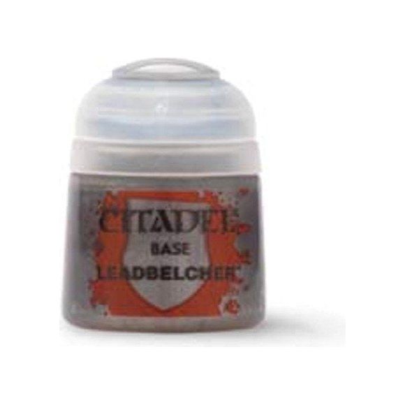 Leadbelcher is a Citadel Base paint. Citadel Base paints are high quality acrylic paints specially formulated for basecoating your Citadel miniatures quickly and easily. They are designed to give a smooth matte finish over black or white undercoats with a single layer. This pot contains 12ml of Leadbelcher, one of 34 Base paints in the Citadel Paint range. As with all of our paints, it is a non-toxic, water-based acrylic paint designed for use on plastic, metal, and resin Citadel miniatures.