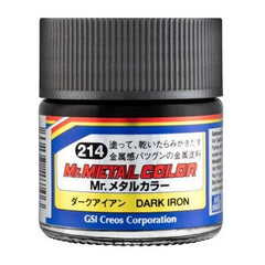 Mr Metal Color Dark Iron, a buffable metal finish paint that can be applied by brush or airbrush.  10ml screw top bottle.