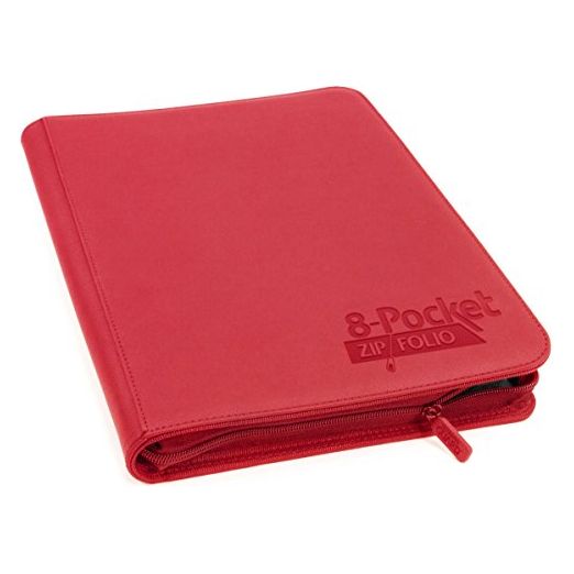 Ultimate Guard 8 Pocket Zipfolio Xenoskin Card Binder, Red | Galactic Toys & Collectibles