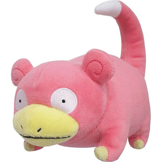 Slowpoke is a pink creature that resembles a cross between a salamander and a hippopotamus. Its vacant eyes never seem focused, and it has curled ears and a rounded, tan muzzle. It has four legs, each of which ends in a single white claw. Its long, tapering tail has a white tip. This tail drips a sweet, sappy substance that is attractive to many species of fish. Slowpoke uses it as a lure for fishing, and it will grow back if cut off. In Alola, its tail is often dried and used in home cooked stews. Approx.