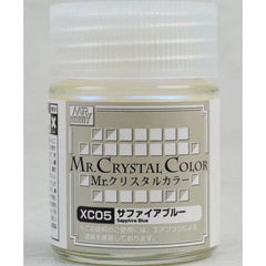 Mr. Crystal Color can offer a totally different dimension of metallic sense from existing pearl paint or metallic paint. The pearl color shows up in different shades depending on whether the base color is black or white. Moreover, when clear paint is used for over coating, an extra special metallic texture can be achieved. XC05 Crystal Color Sapphire Blue. 18ml Bottle.